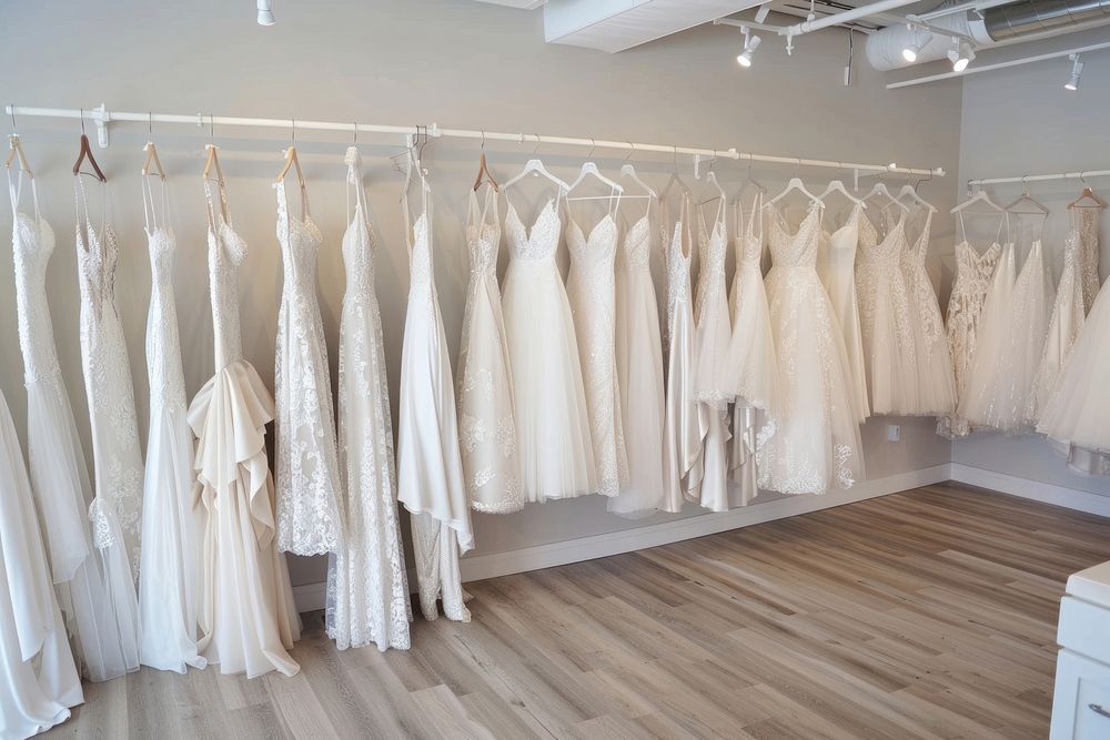 White wedding dress room furniture boutique.