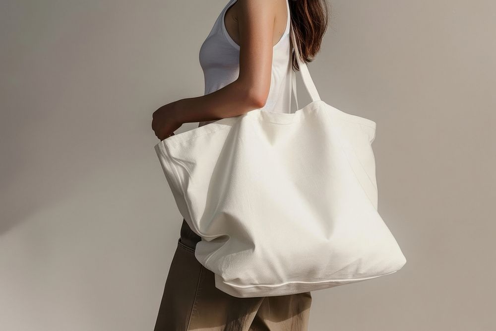 Oversized white tote bag mockup woman accessories accessory.