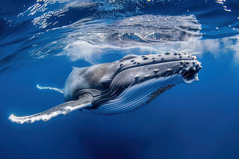 A Baby Humpback Whale whale animal mammal.