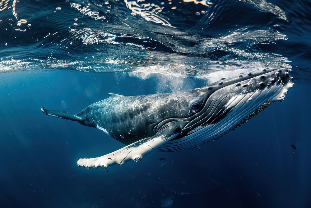 A Baby Humpback Whale whale animal mammal.