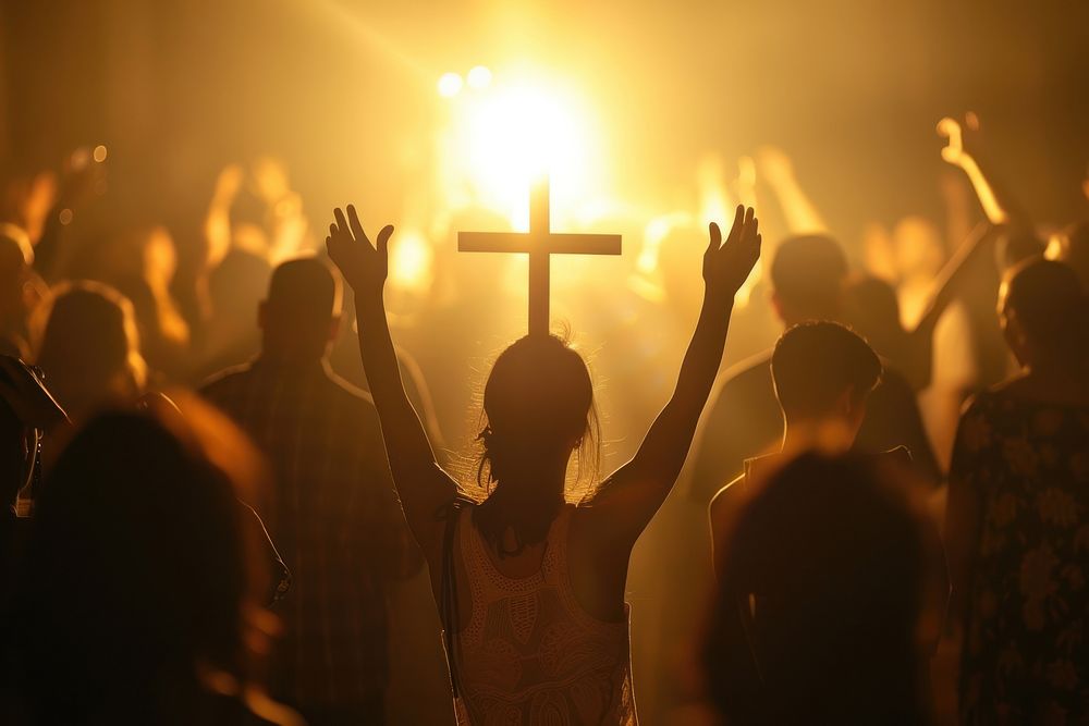 Group of People Holding Cross and Praying people cross worship.