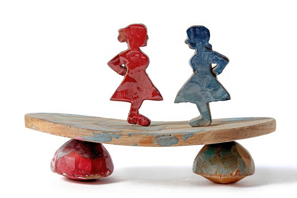 Equal Gender Balance And Parity figurine person seesaw.