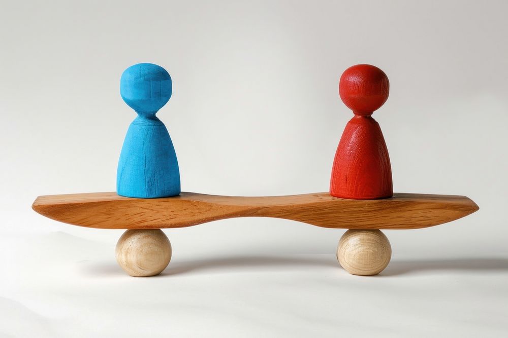 Equal Gender Balance And Parity seesaw shelf toy.