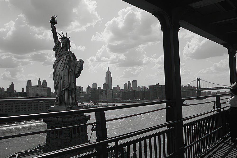 Statue of liberty city architecture metropolis.