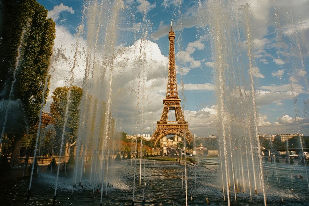 The Eiffel Tower fountain tower architecture.