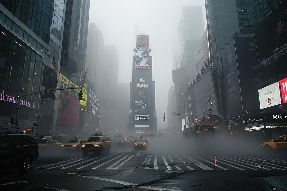 Times Square in new york city bus transportation architecture.