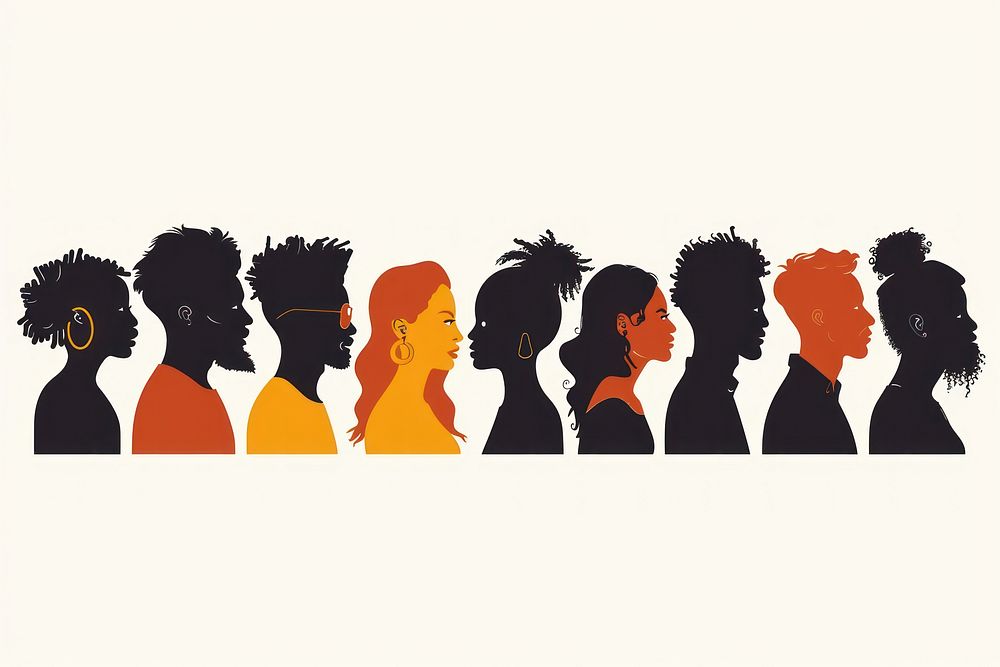 Silhouette profile group of men and women of diverse culture silhouette people graphics.