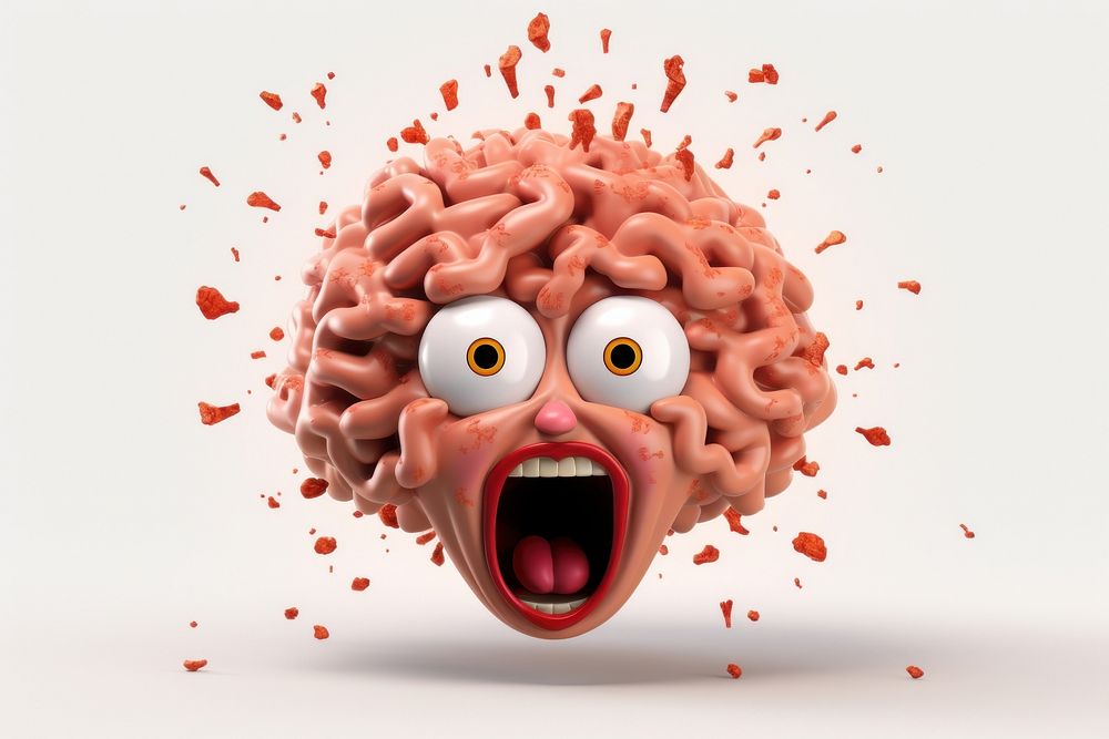 Emoji brain explosion medication dessert person.