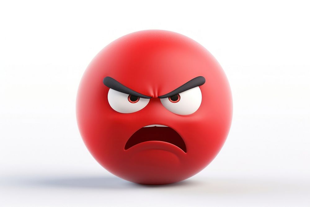Red emoj angry football sphere soccer.