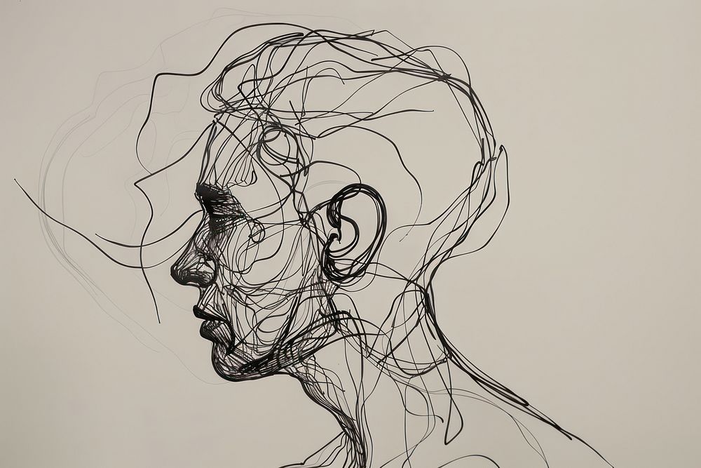 Drawing head illustrated sketch.