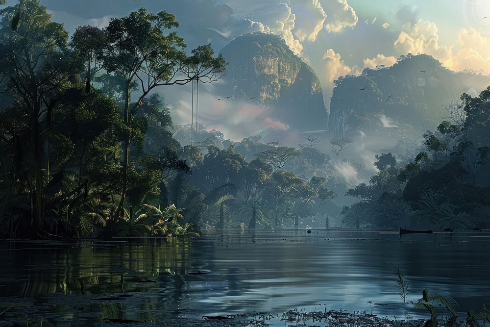 Amazon jungle landscape vegetation rainforest.
