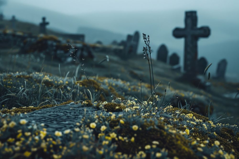 Aesthetic grave landscape wallpaper gravestone | Free Photo - rawpixel