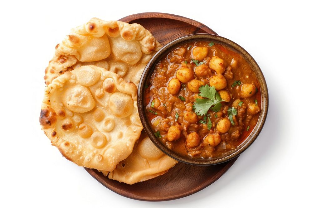 Chole bhature food curry meal.