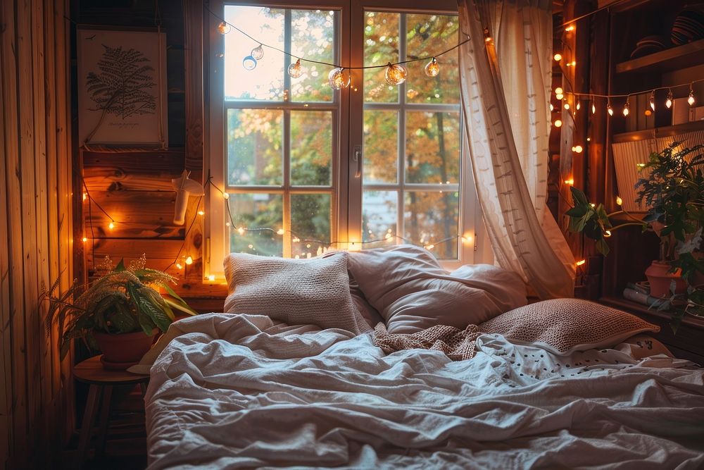 Bedroom is in the autumn furniture lighting indoors.