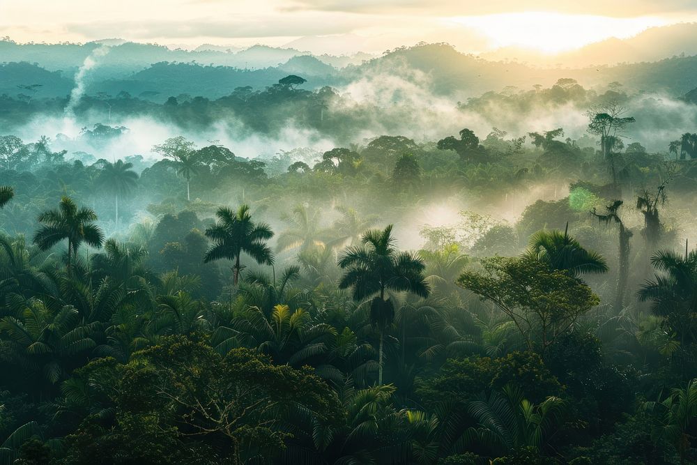 Amazon rainforest vegetation landscape outdoors.