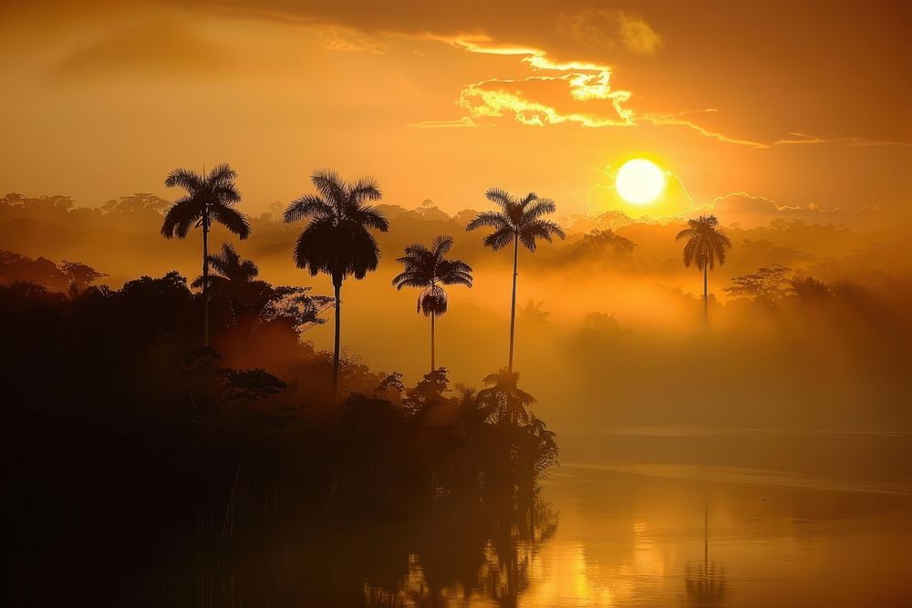 Amazon rainforest sun vegetation arecaceae.