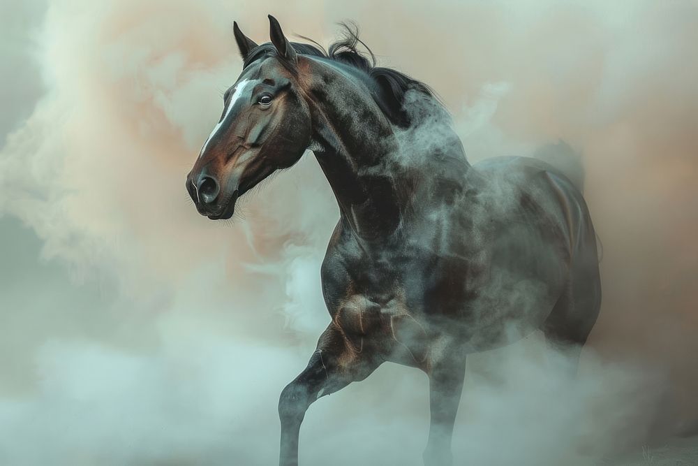 Brown horse rearing light smoke | Free Photo - rawpixel