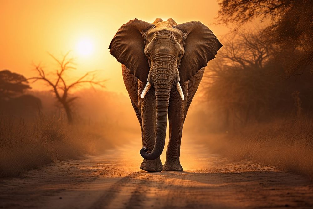 Single elephant walking wildlife outdoors animal.