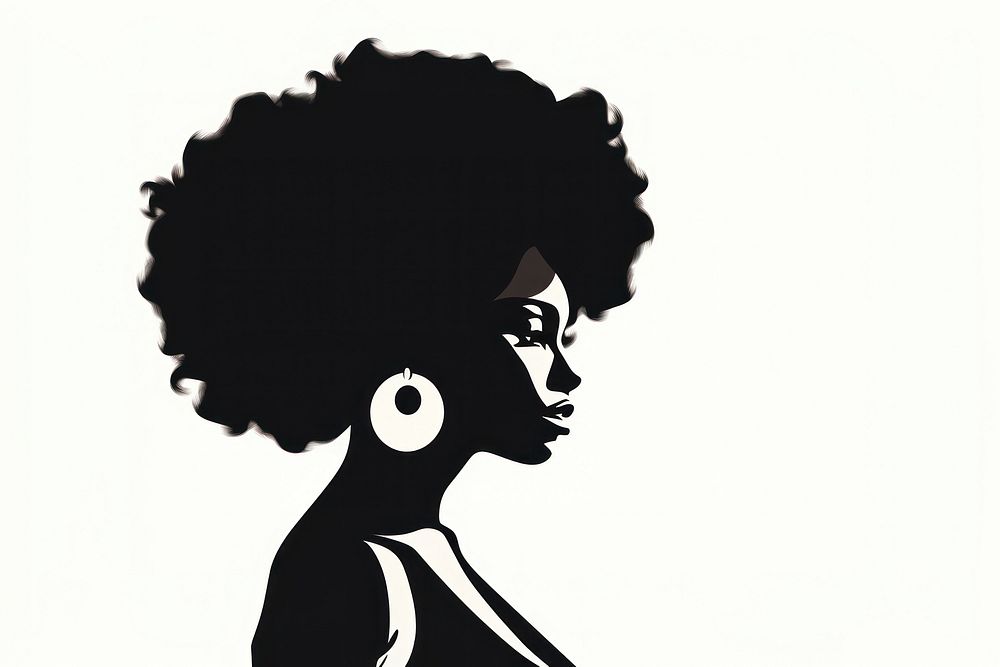Black Afro African American girl woman young lady portrait head face silhouette stencil female person.