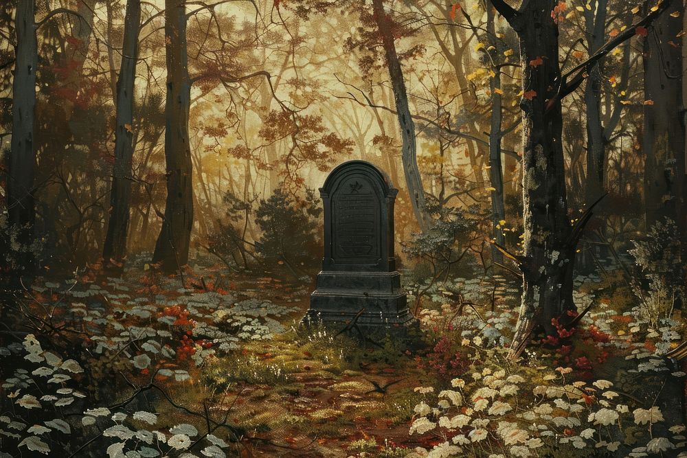 The grave painting art vegetation.