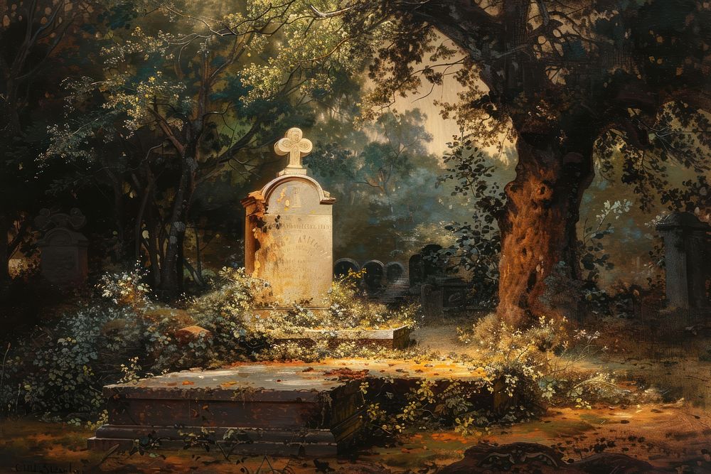 The grave painting art gravestone.