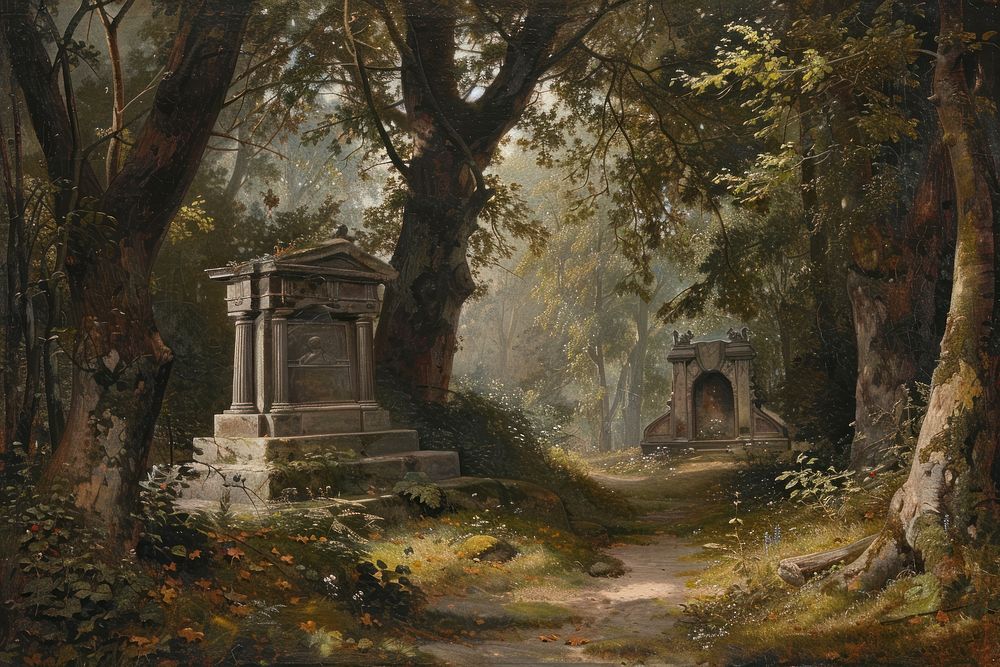 The grave painting art vegetation.