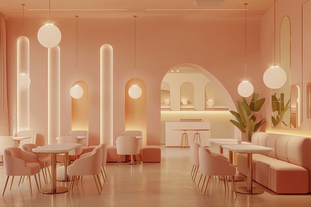 Restaurant architecture furniture cafeteria.