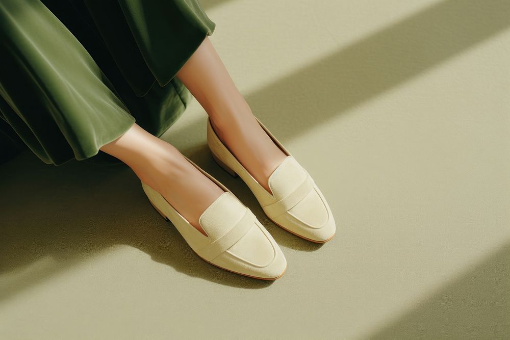 Simple cream loafers shoe clothing footwear apparel.