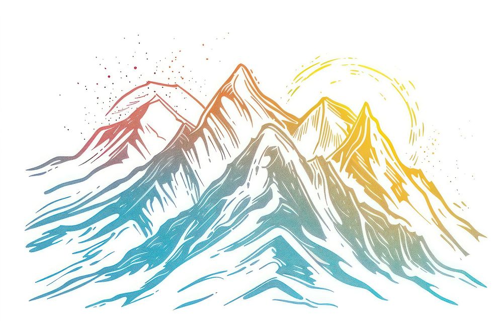 Mountain range illustrated outdoors painting.