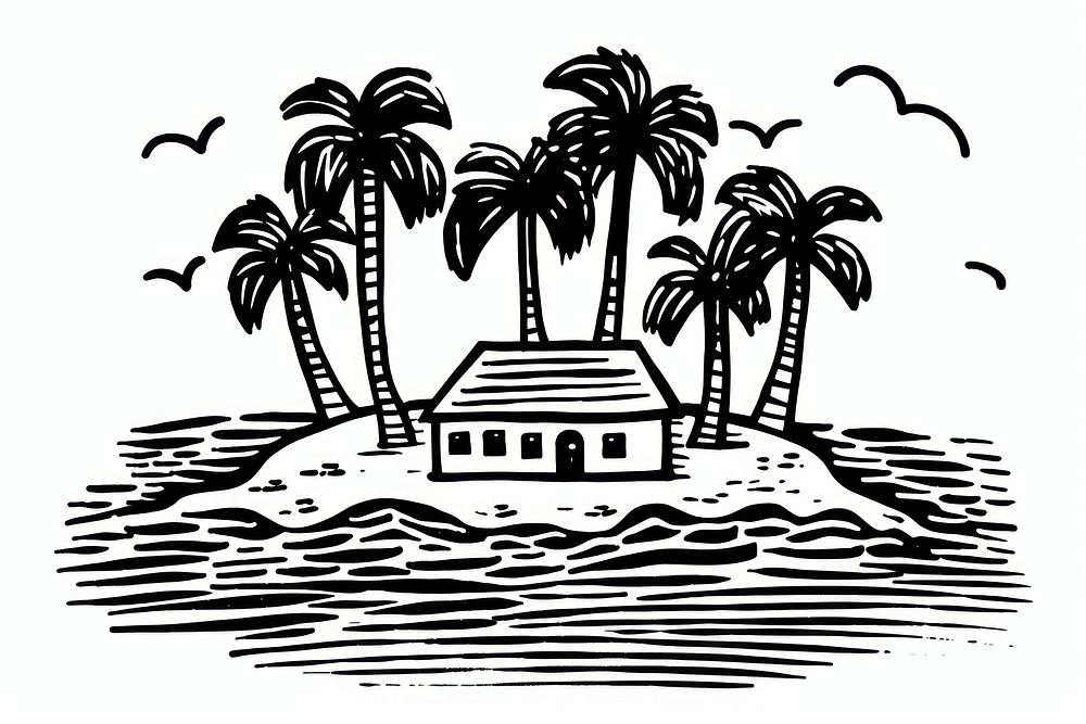 Ink drawing island architecture illustrated | Free Photo Illustration ...