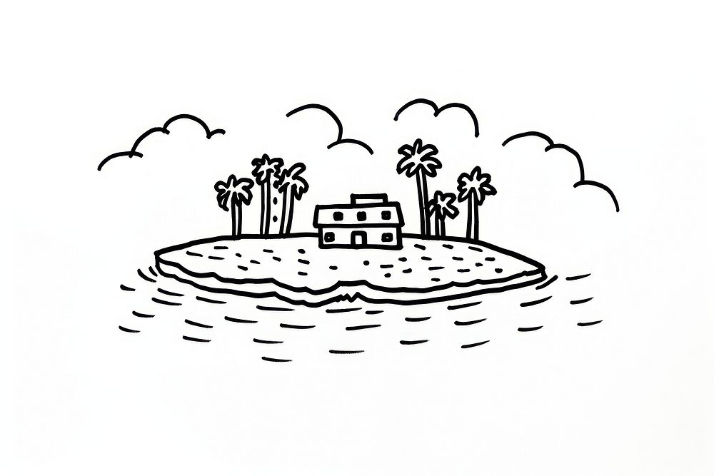 Ink drawing island illustrated outdoors | Free Photo Illustration ...