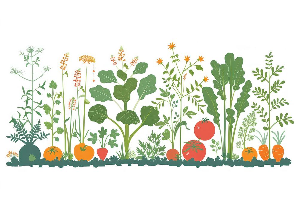 Vegetable garden illustrated graphics painting.