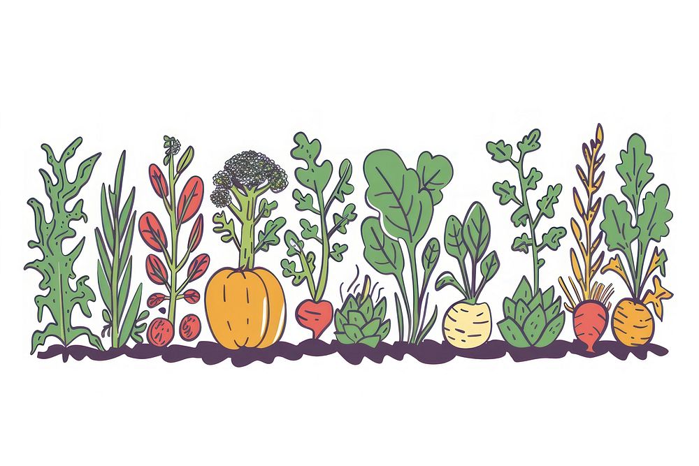 Vegetable garden illustrated produce pumpkin.