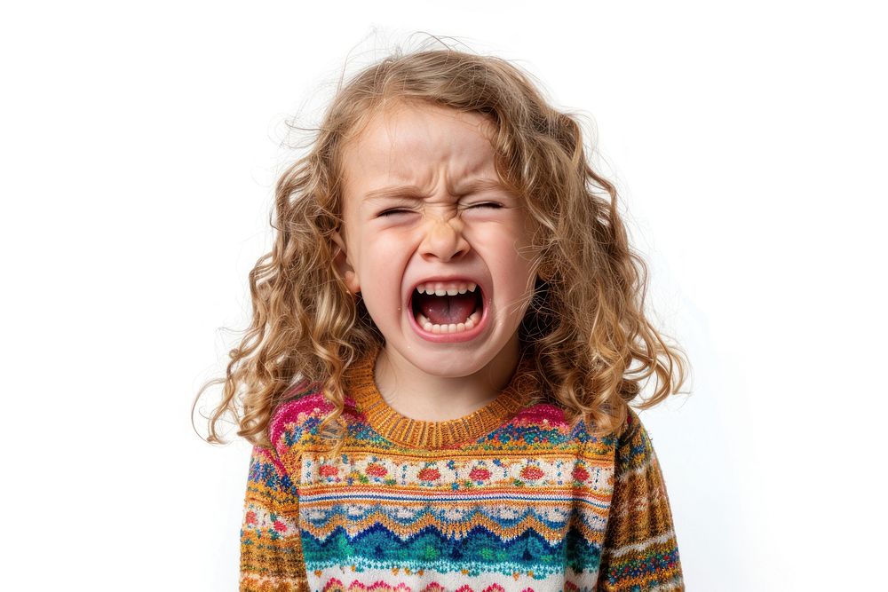 Kid girl crying shouting clothing.