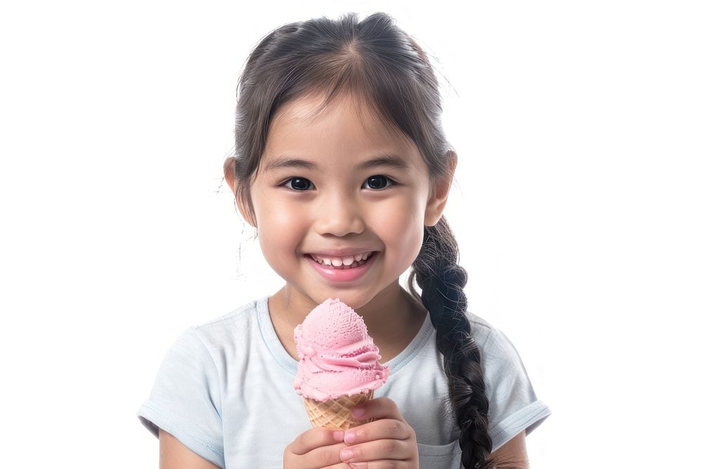 Kid girl smile cream ice cream dessert.