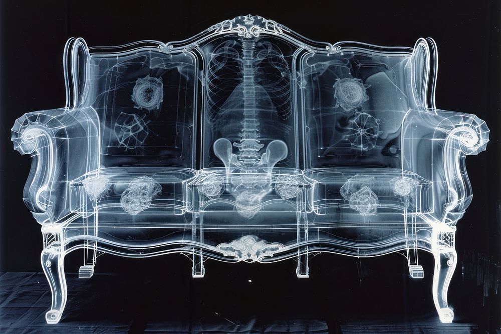 Vintage furniture x-ray crib medical imaging x-ray film.