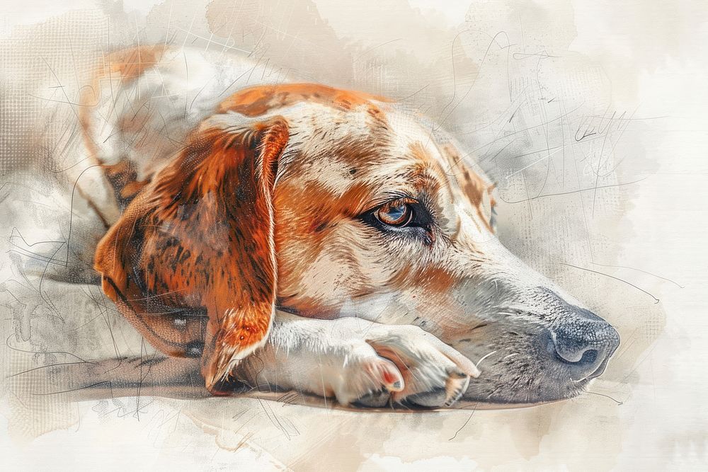 Dog painting animal canine.