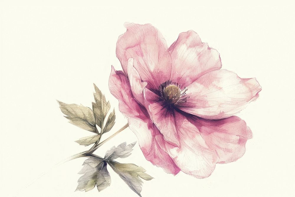Flower painting illustrated geranium.