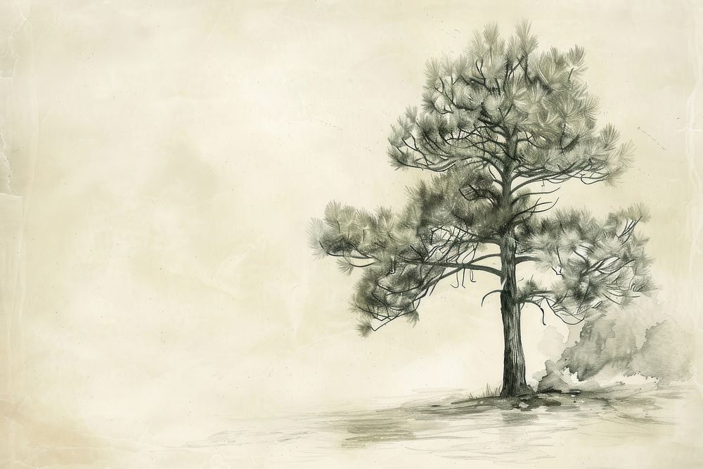 Pine painting illustrated drawing.
