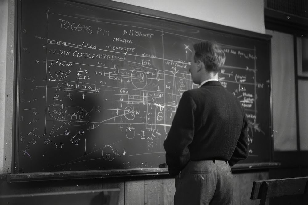 Drawing mathematics on black board blackboard document person.