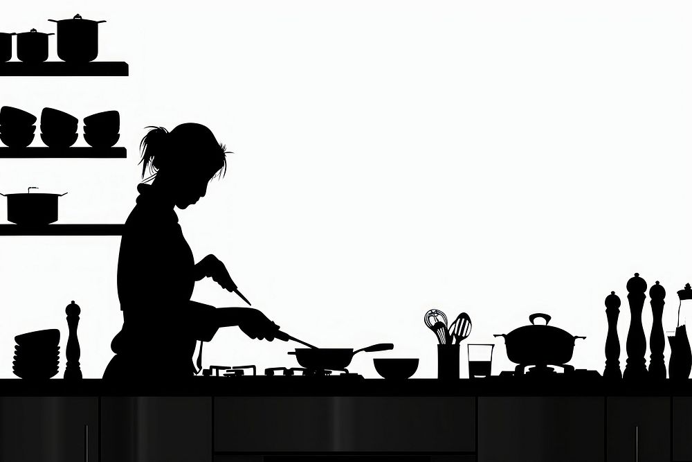 Cooking silhouette cookware indoors.