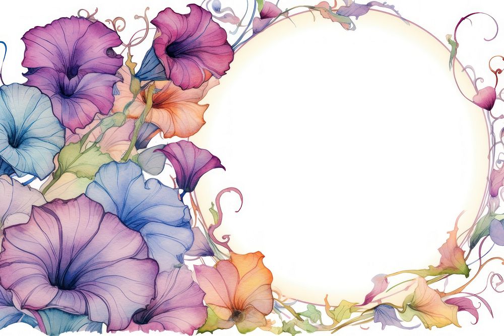 Vintage frame Morning glory graphics hibiscus pattern.
