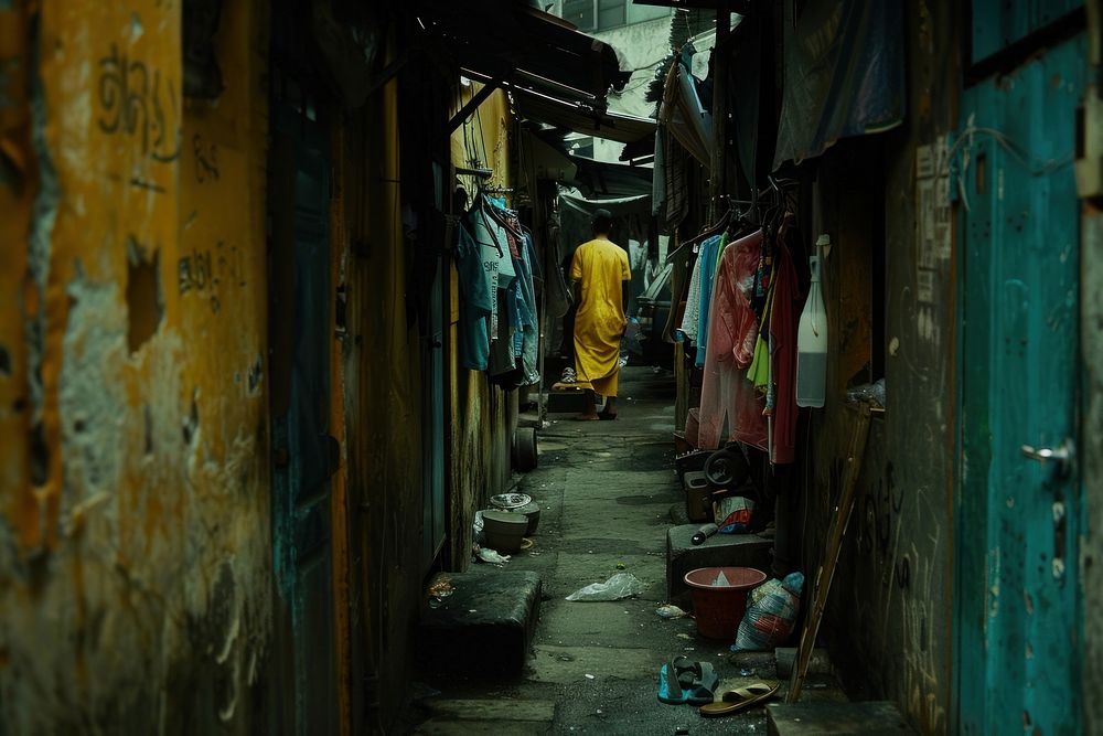 Place in an atmosphere of poverty accessories accessory alleyway.