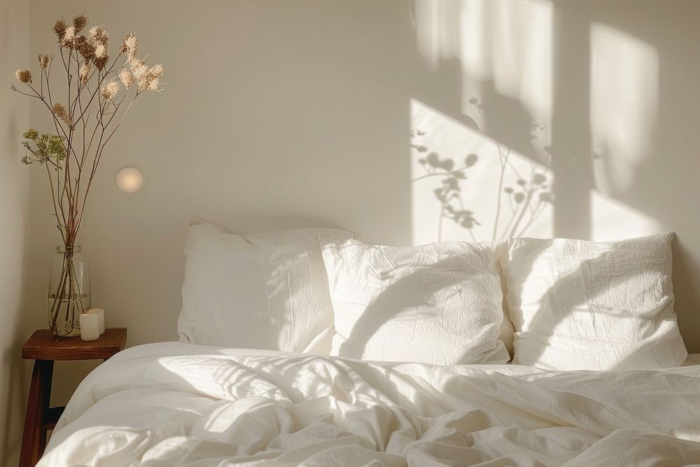 White 4 pillows on bed furniture astronomy outdoors.