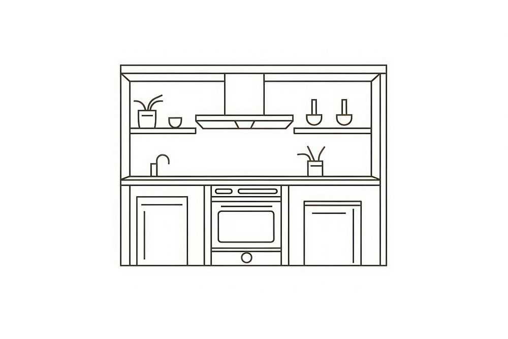 Kitchen linear icon furniture cabinet diagram.