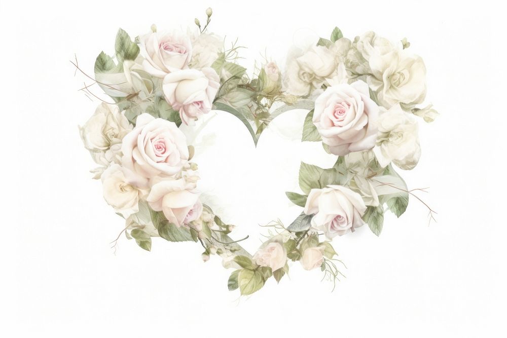 Vintage frame white roses art graphics blossom.