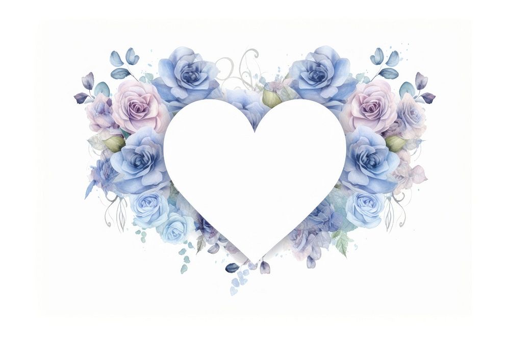 Vintage frame blue roses art symbol love heart symbol.