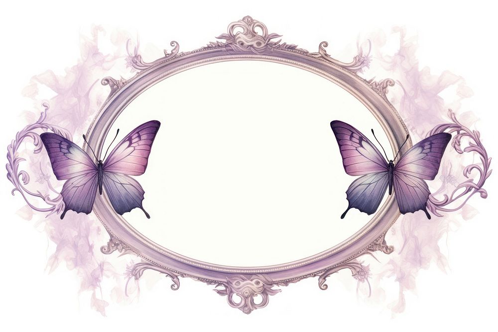 Vintage butterfly frame purple oval photography blossom.