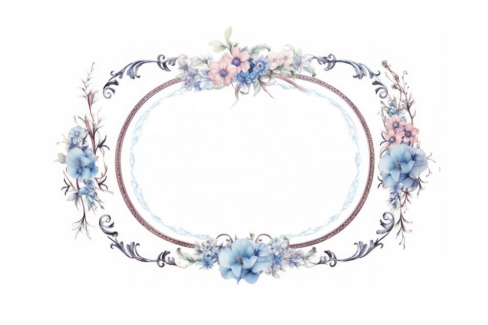 Vintage frame blue botanical oval accessories accessory.