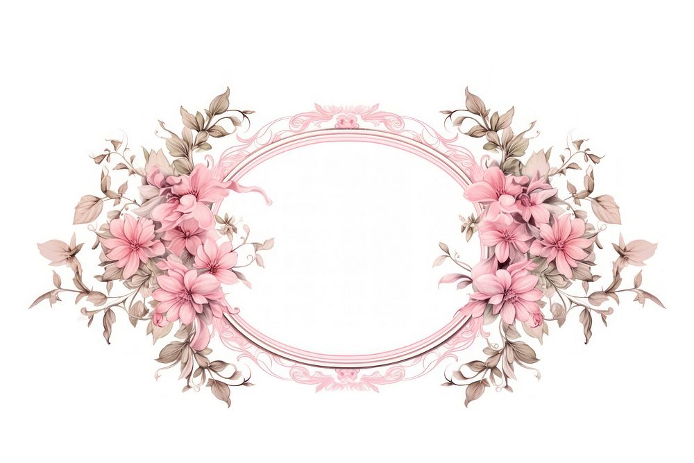 Vintage frame pink botanical oval accessories accessory.